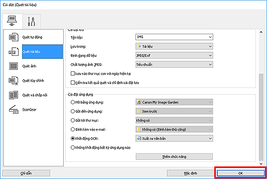 hình: Hộp thoại Cài đặt